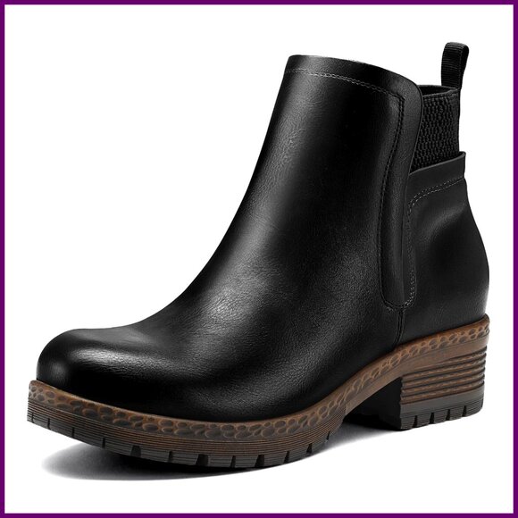 Women's Chelsea Boots Slip On Platform Chunky Heel Ankle Booties Elastic Gore